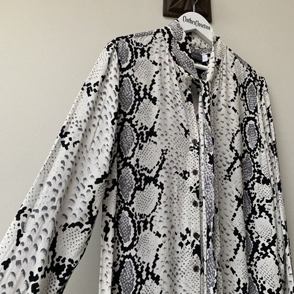 008 - Mint Velvet Blouse Size UK 12 Tie Neck Long Sleeves Snake - Picture 16 of 16